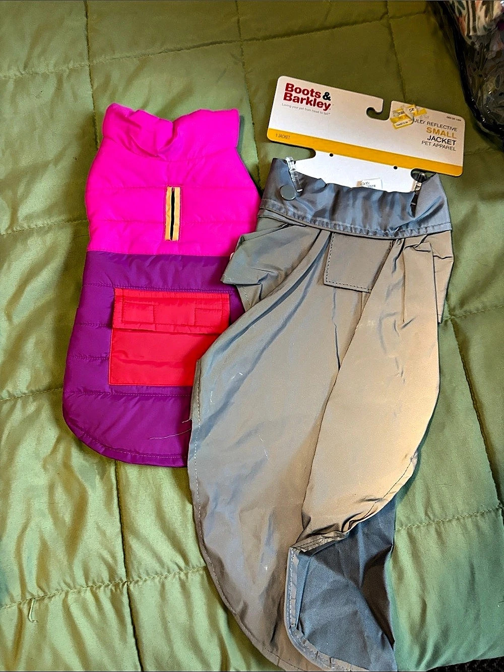 Boots & Barkley Reflective Small Jacket Pet Apparel Pink & Gray